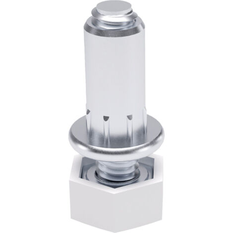 Vérin en acier zingué M6 – Hauteur 30 mm – Pour fixation durable – Capuchon plastique blanc – Vendu à l'unité