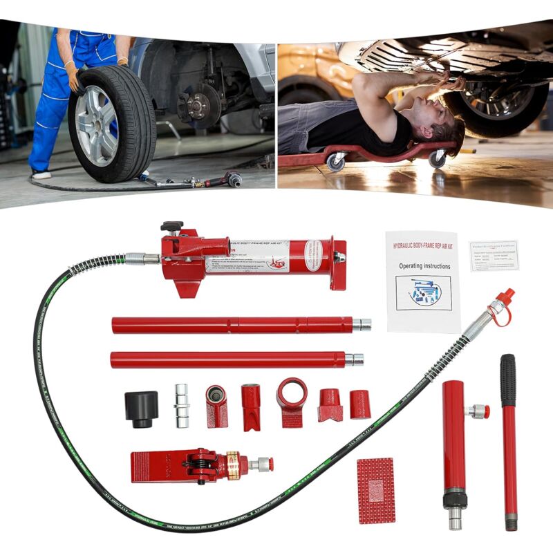 Gojoy - Vérin hydraulique fendu, vérin hydraulique 4T, jeu de vérins, conception ergonomique, cric de voiture avec tuyau, pour ateliers privés,