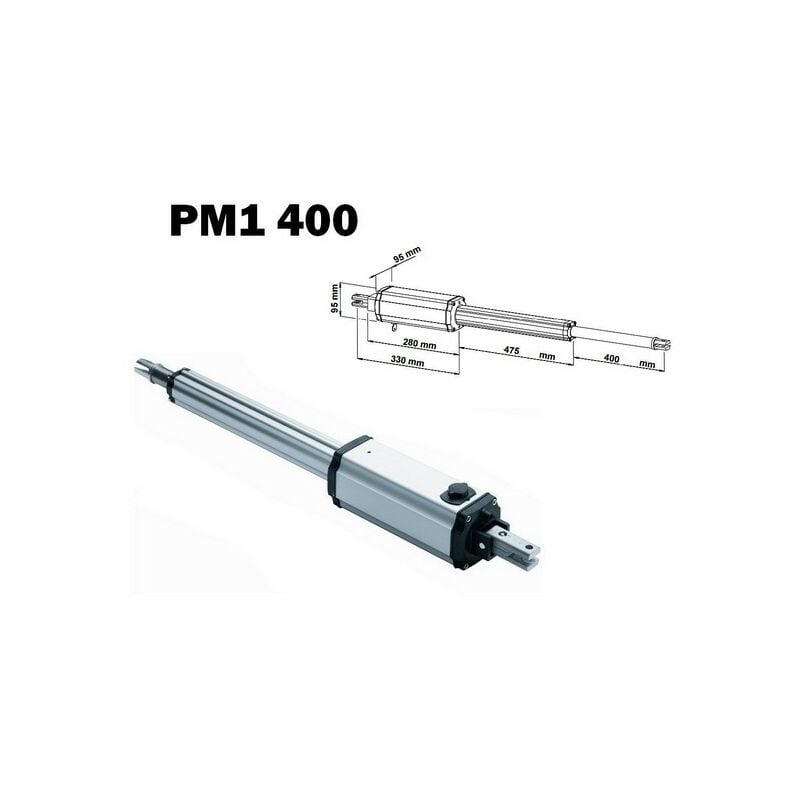 Vérin seul PM1 400, irréversible 230V, course 400 mm, vantail max 2,5m VDS