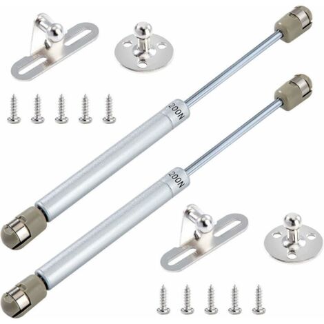 Vérins à gaz 200N pour meuble – Amortisseurs à gaz en plastique ABS et acier – Charge maximale 20kg – Lot de 2 – Installation simple