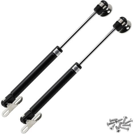 Vérins à Gaz Hydrauliques, 2PCS Amortisseurs à Gaz Bras Pneumatique, 200N Ressort à Gaz, pour Levage de porte Armoire Meuble Cuisine Amortisseur Charniè, Levage de Porte Armoire, Noir
