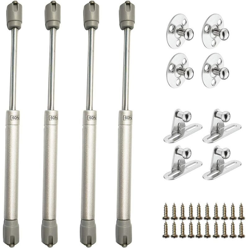 Vérins à Gaz Hydrauliques pour Levage de Porte Armoire Meuble Cuisine Amortisseur Charniè, 60N / 6kg 270 mm, Lot de 4,