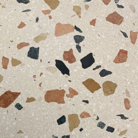 Véritable Carreau Terrazzo fond beige inclusions ocres et noires LISBOA 60x30 cm boîte de 0.72m2 Satiné - Gioia Materia