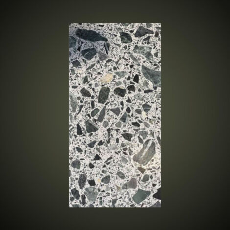 Véritable Carreau Terrazzo fond blanc-vert inclusions vertes BRAGA 60x30 cm boîte de 0.72m2 Satiné - Gioia Materia