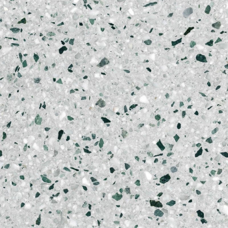 Véritable Carreau Terrazzo fond gris inclusions blanc et vert lime 60x40 cm boîte de 0.72m2 Satiné Gioia Materia