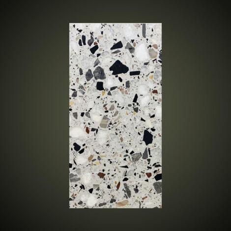 Véritable Carreau Terrazzo  fond gris inclusions multicolores FARO 60x30 cm boîte de 0.72m2 Satiné - Gioia Materia