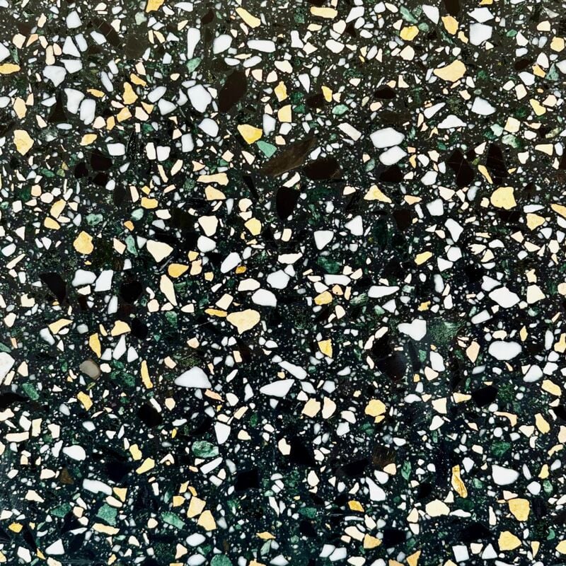 Stone By Stone - Véritable Terrazzo 12 mm - Nero Portofino - 60x60 - Poli brillant - (0,36 m²)