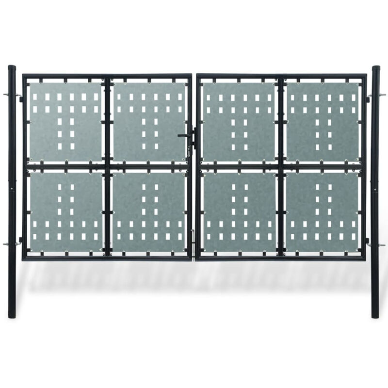

Verja negra con dos puertas de entrada, 300 x 250 cm