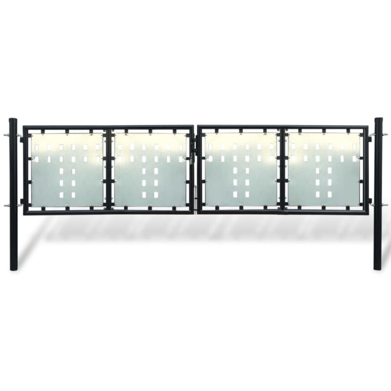 

Cancela Puerta de Entrada de Jardín Verja Acero Doble 100x125 cm - Negro - Vidaxl