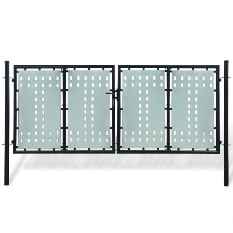 

Cancela Puerta de Entrada de Jardín Verja Acero Doble 100x175 cm - Negro - Vidaxl