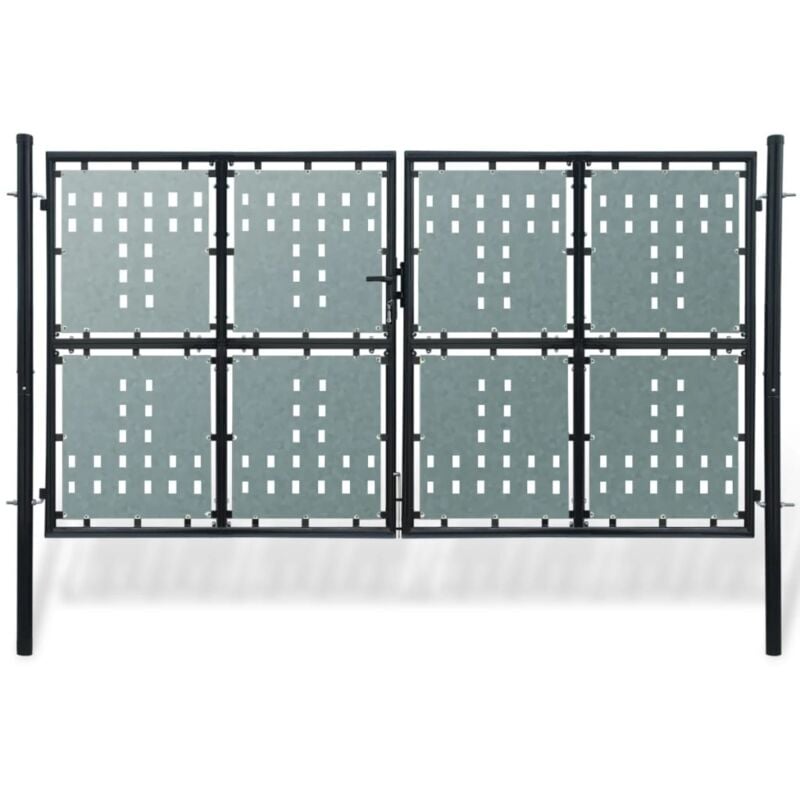 

Cancela Puerta de Entrada de Jardín Verja Acero Doble 100x200 cm - Negro - Vidaxl