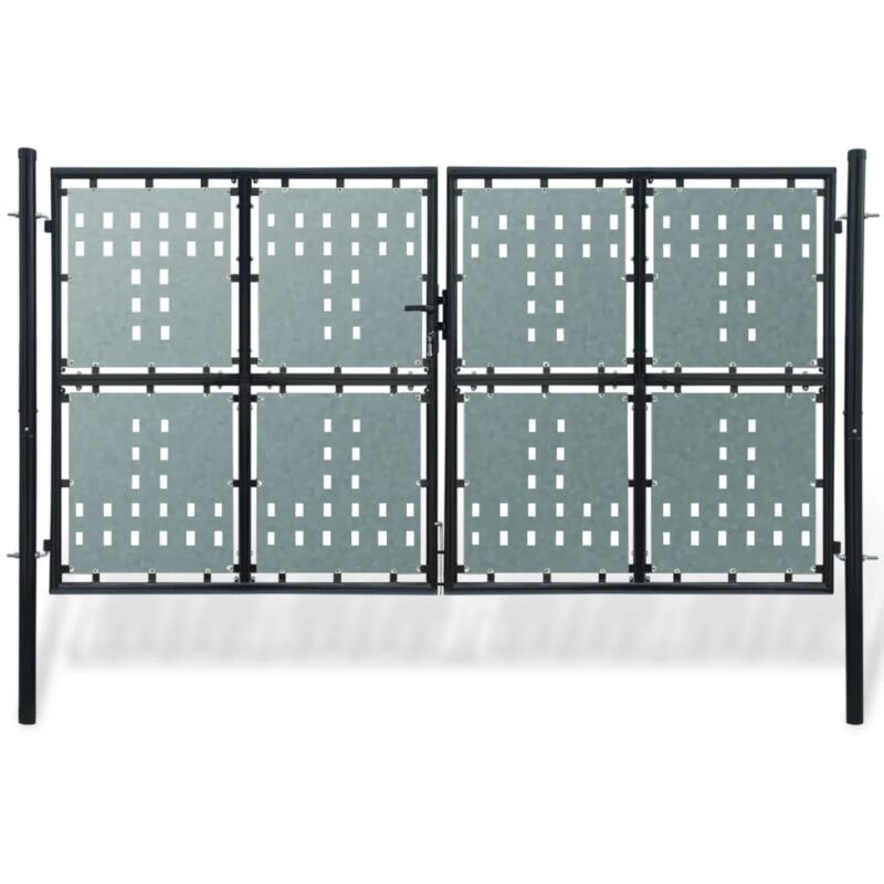

Cancela Puerta de Entrada de Jardín Verja Acero Doble 100x225 cm - Negro - Vidaxl