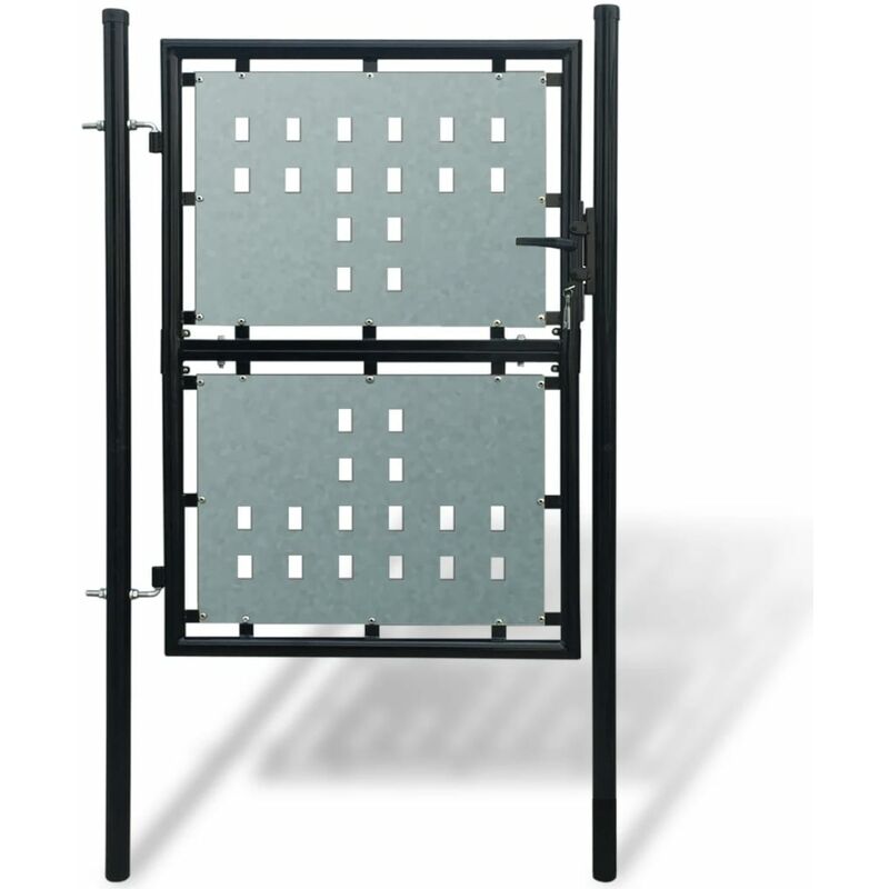 

Verja negra con una puerta de entrada, 100 x 200 cm - Negro