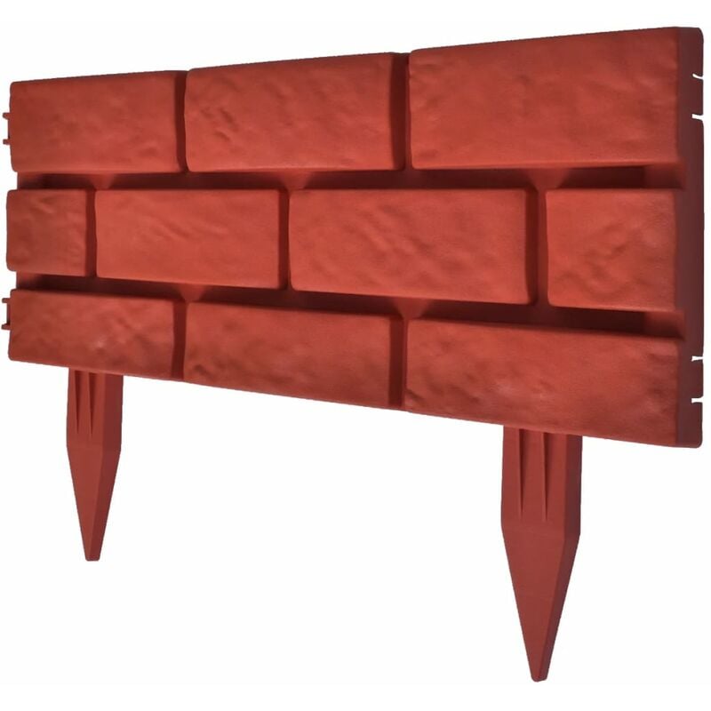 

Vidaxl - Verja separadora de césped color ladrillo 11 piezas - Rojo