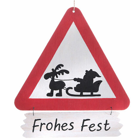 Verkehrsschild "Achtung Weihnachtsmann" - 28 cm - Weihnachts Tür Deko Holz Schild zum Hängen