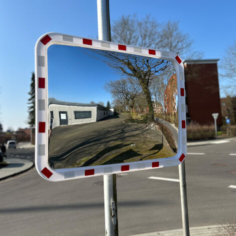 Verkehrsspiegel eckig rot/weiß 60x80cm Sicherheitsspiegel für innen und außen