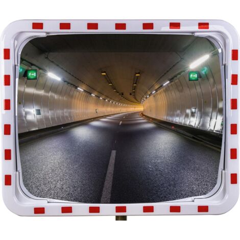 Verkehrsspiegel H800xB1000mm Kunststoff,rot/weiß 27m