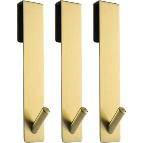 Verlängerte (18 cm) Türhaken für rahmenlose Glasduschtüren, Handtuchhaken, 3er-Set, Gold