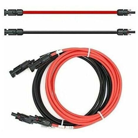 Verlängerungskabel - beidseitig - Solarkabel - rot/schwarz - 6 mm² - mit montiertem Solarstecker (2x 2m) FLITI