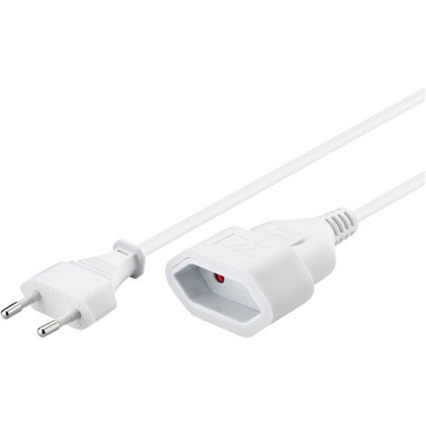 Verlängerungskabel Eurostecker, 5 m, weiß, (20,75 mm²), Eurostecker (Typ C, CEE 7/16)  Eurobuchse (Typ C, CEE 7/16). Kabellänge 5 m