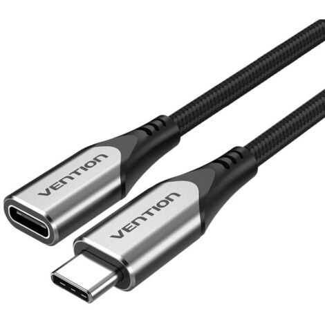 Verlängerungskabel in Grau 1m USB-C Stecker auf USB-C Buchse USB 3.1 60W