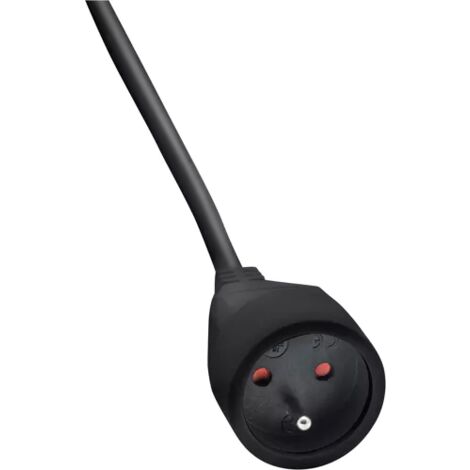 Verlängerungskabel mit flachem Stecker - IP20 SCHWARZ - 2m - H05VV-F 3G1,5