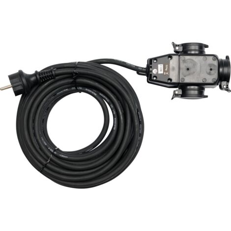 Verlängerungskabel mit Gummiabdeckung IP44, 10m, 3g1,5mm mit 3-fach-Splitter YT-8116 YATO