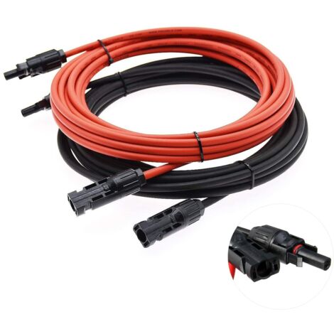 Verlängerungskabel - Solarkabel - Rot/Schwarz - 4mm² - Mit montiertem Solarstecker (5 m)