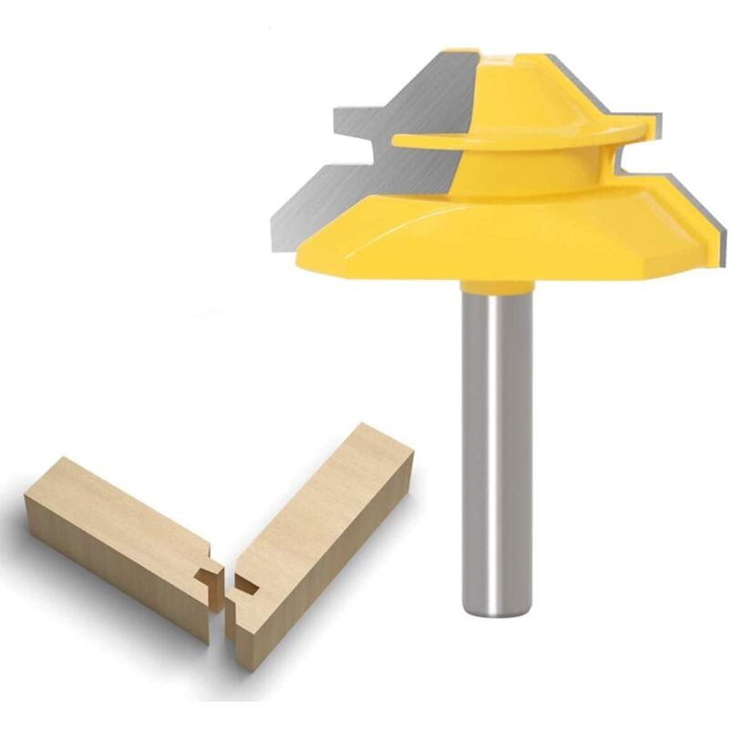 45 Degrés Lock Mitre Router Bit 8mm, Fraise à Bois, Fraise à Rainurer, Tenon Joint Cutter Pour Outil de Coupe du Bois Pour Machine de Gravure,