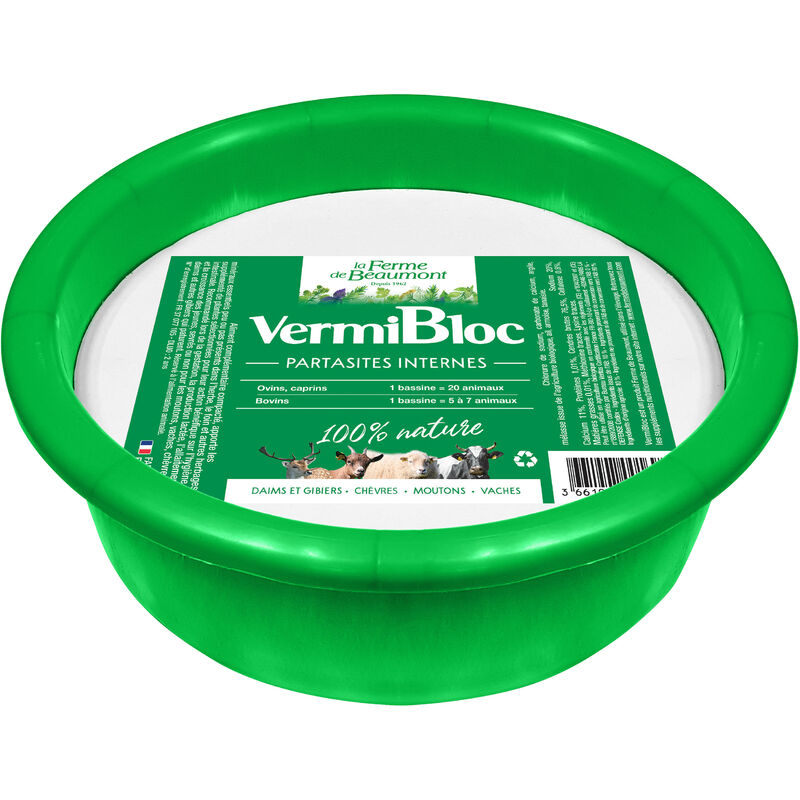 VermiBloc • Vermifuge en bassine à lécher pour chèvres et moutons parasites internes 10 kg