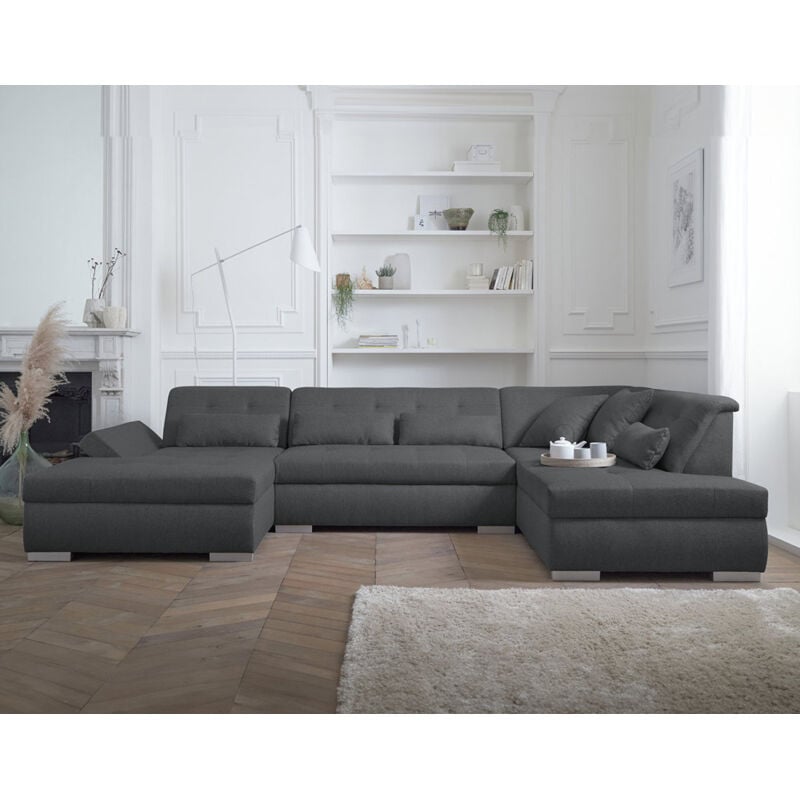 Lisa Design - Vermont - canapé panoramique d'angle droit - 7 places - xxl - gris foncé