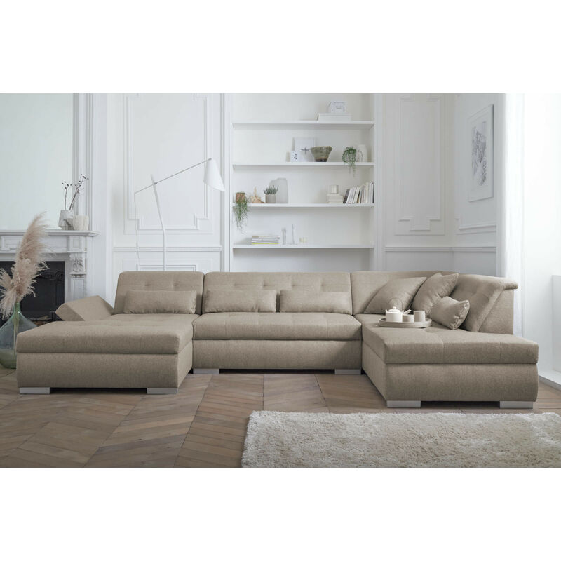 Lisa Design - Vermont - canapé panoramique d'angle droit - 7 places - xxl - beige