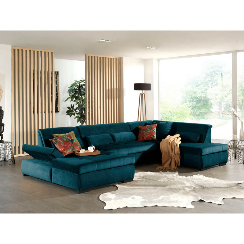 Canapé d'angle Bleu Tissu Design Petit Promotion