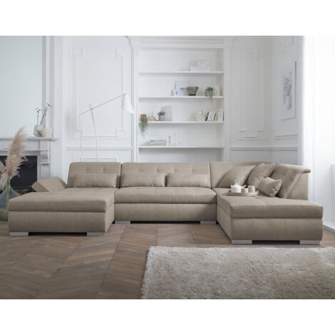 Vermont – wohnlandschaft 7-sitzer ecksofa in u-form – xxl – rechts - beige