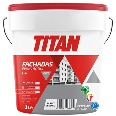 Vernice acrilica opaca per facciate F-4 White 1L Titan 125670001