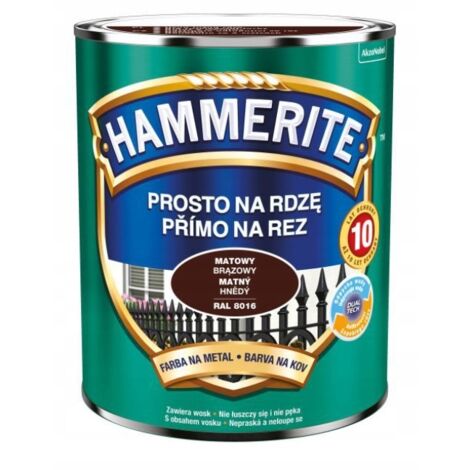 Vernice antiruggine Hammerite 0,7l marrone opaco, anticorrosiva e protettiva per metallo