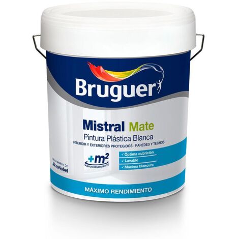 Vernice plastica bianca opaca Mistral 4L per interni ed esterni BRUGUER