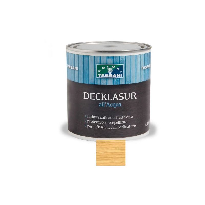 Vernice protettiva decklasur cerata all'acqua per legno LT.0,75 Tassani Incolore