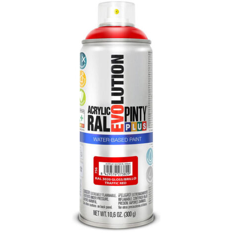 Vernice spray Pintyplus Evolution a base d'acqua 520cc Ral 3020 Rosso Segnaletica