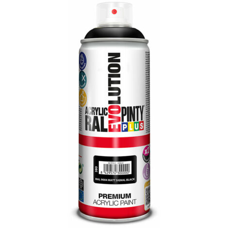Vernice spray premium PintyPlus Evolution RAL 9004 Nero opaco intenso segnale 520cc