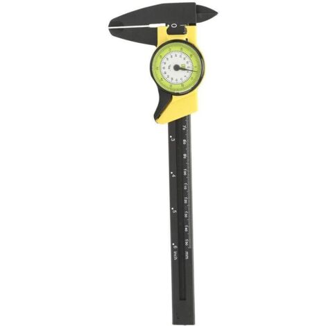 Vernier à Cadran en Plastique de 150 Mm, Peinture à Cliquet Analogique Yctze Vernier Caliper Jauge Outil de Mesure Cadran en Plastique Rapidement (jaune (impérial))