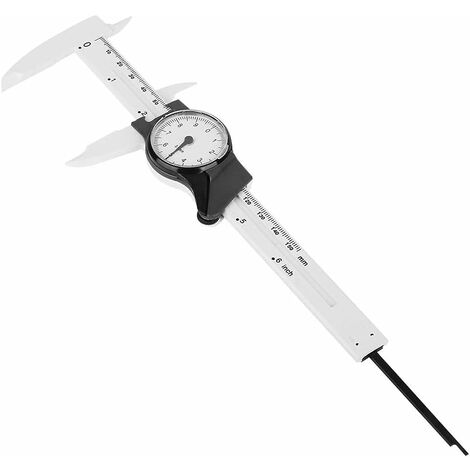 Vernier Caliper, 150Mm Dial Plastic Vernier Gauge Ruler Roofessional Measuring Ruler Tool For Measurement[White]