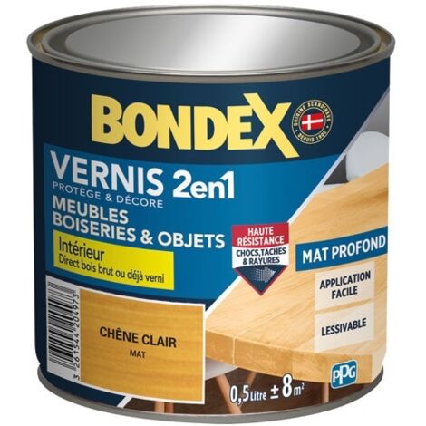 Vernis 2 en 1 - Mat - 0,5L - Chêne Clair - Bondex
