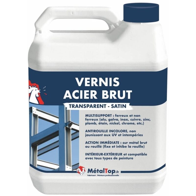Vernis Acier Brut - Pot 5 l - Incolore Metaltop