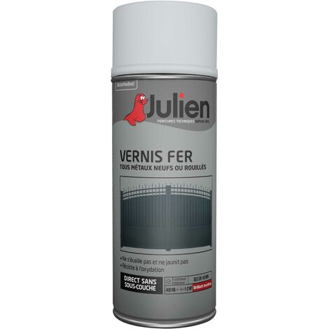 Vernis aérosol pour Fer et tous métaux - Brillant Incolore - 400 ml - Julien