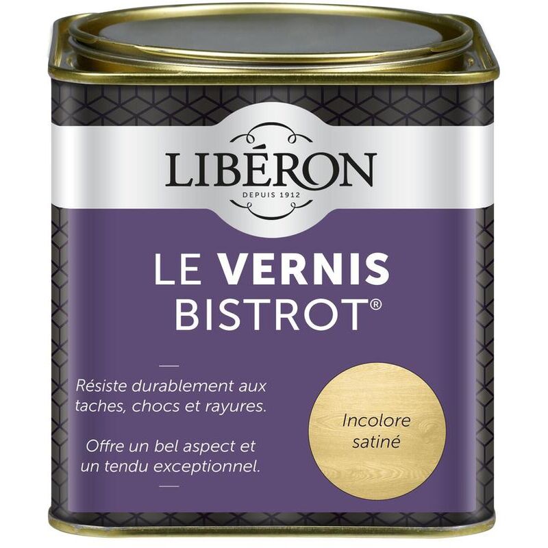 Vernis bistrot® pour meubles et objets Liberon Incolore satin 0,5L
