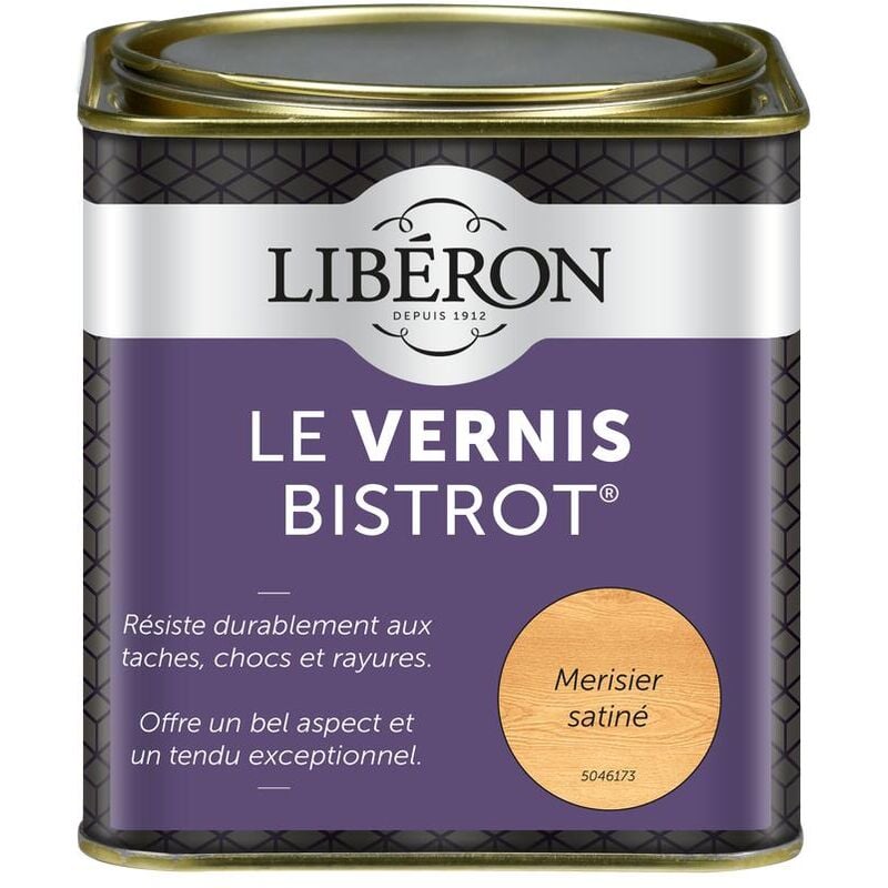 Liberon - Vernis bistrot® pour meubles et objets Merisier satin 0,5L