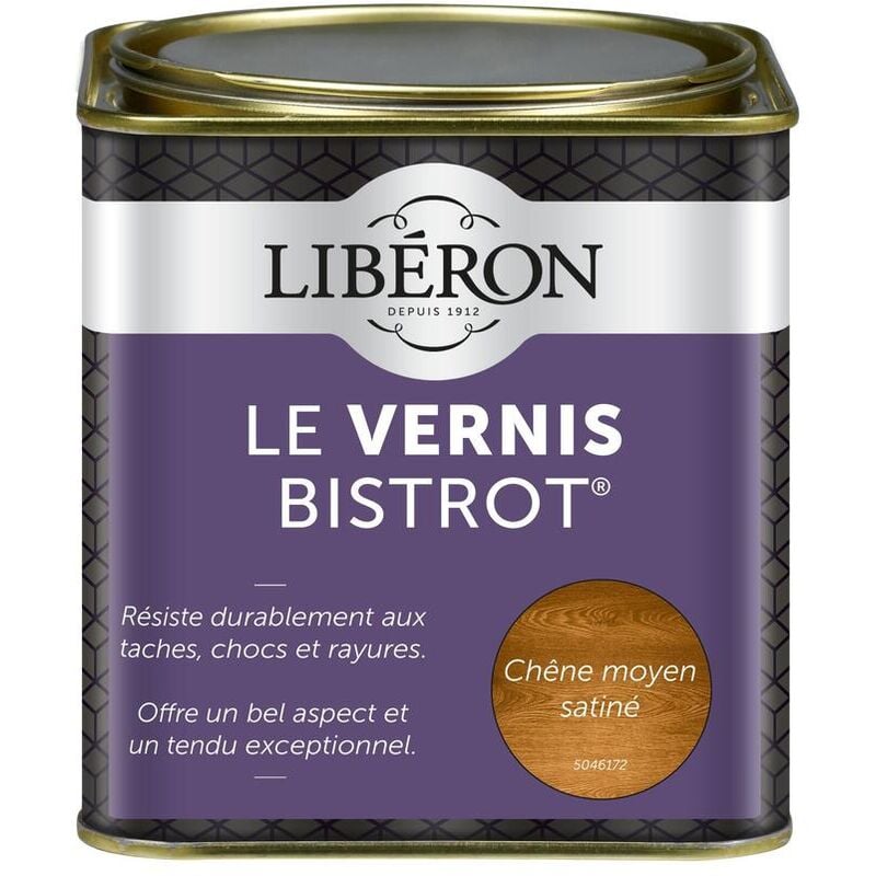 Liberon - Vernis bistrot® pour meubles et objets Chêne moyen satin 0,5L