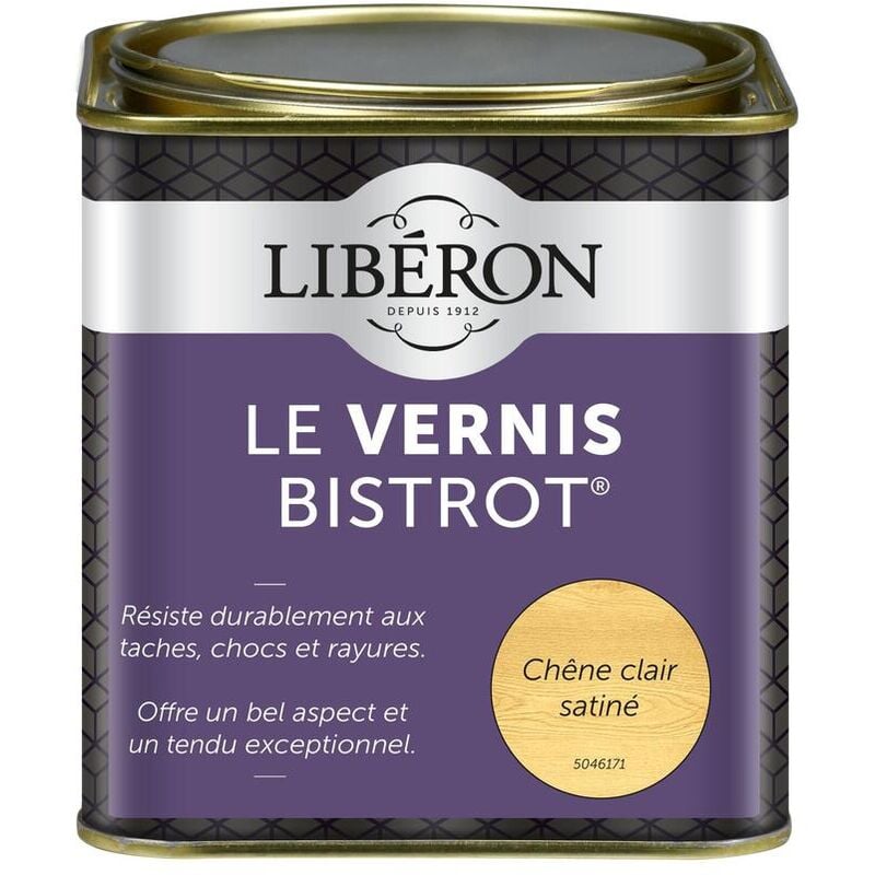 Liberon - Vernis bistrot® pour meubles et objets Chêne clair satin 0,5L