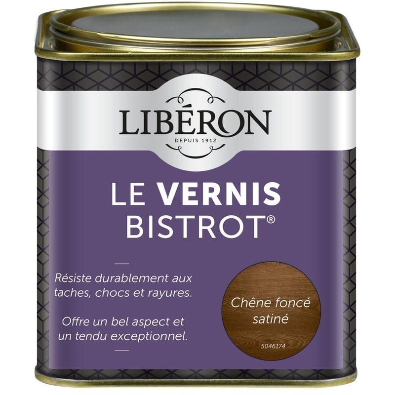 Liberon - Vernis bistrot® pour meubles et objets Chêne foncé satin 0,5L